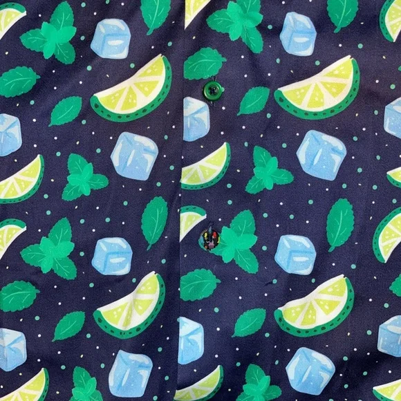 Visconti Black Short Sleeve Button Navy Blue Lime NWT Men’s Medium Shirt - Picture 3 of 7